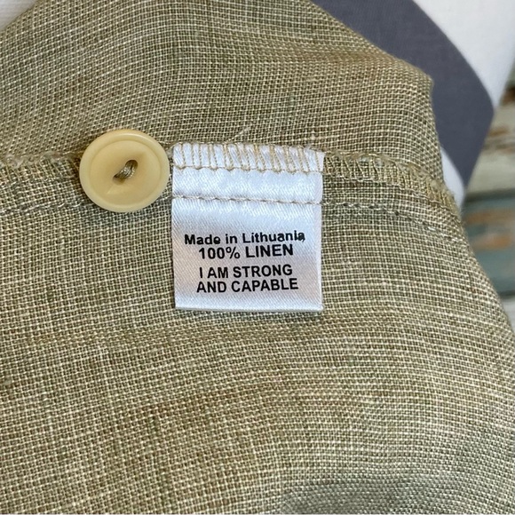 Women's FLAX 100% Linen Shift Dress Sleeveless w/ Pockets Lagonlook Size P 4-6 - Picture 5 of 7